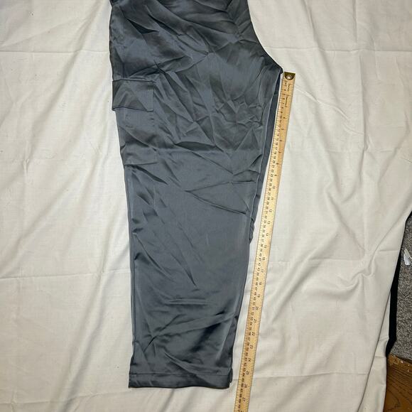 Rachel Zoe‎ Silky Grey Elastic Waist Pants Size XL Cargo Pockets High Waisted - Picture 5 of 8